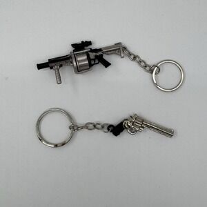 Miniature Revolver & Tactical Pistol Keychains Zinc Alloy Lot